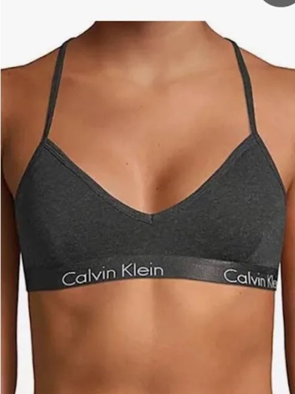Calvin Klein Charcoal Gray Bralette with Crisscross Straps